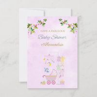 Nome Personalizado Fada Rosa Carrinho de Bebê Chuv