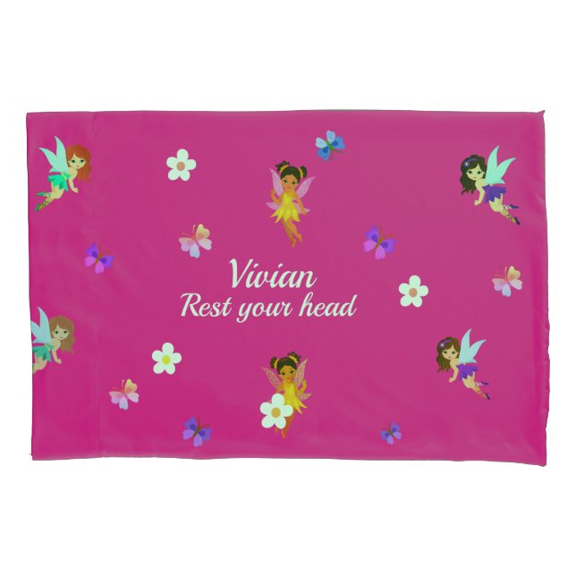 Nome personalizado Fairies Pillowcase (Frente)