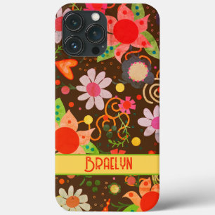 Nome Personalizado Feliz Floral Floral de Retrô Di