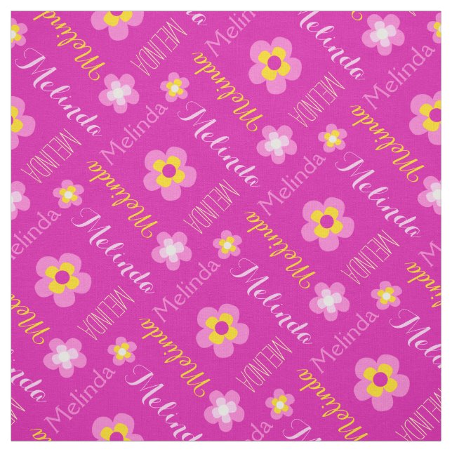 Nome personalizado flor melinda texto rosa tecido (Modelo)