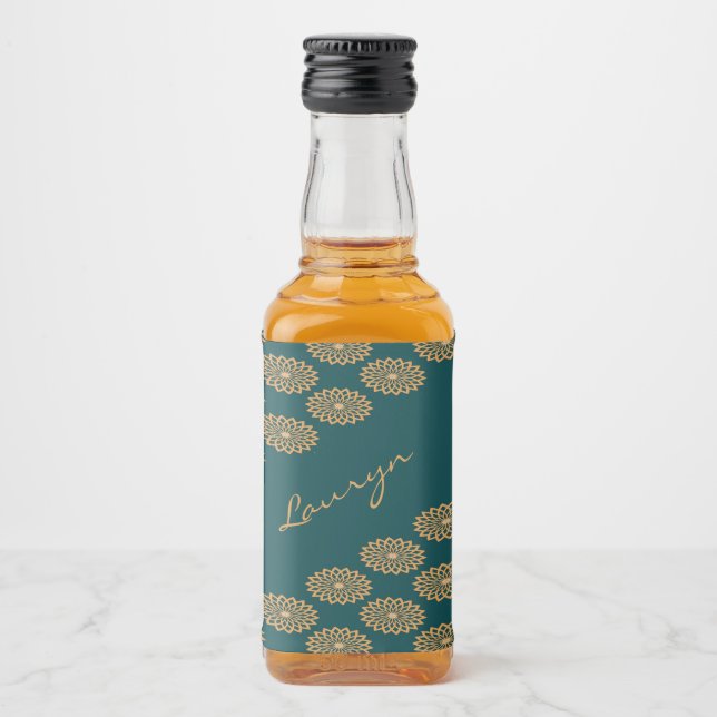 Nome personalizado floral castanho em verde-pinhei (Frente)