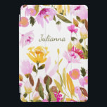 Nome Personalizado Floral de Aquarela Elegante Boh<br><div class="desc">Amarelo Amarelo Cor de Água Floral Personalizada</div>