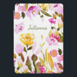 Nome Personalizado Floral de Aquarela Elegante Boh<br><div class="desc">Amarelo Amarelo Cor de Água Floral Personalizada</div>