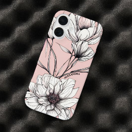 Nome Personalizado Floral do Anemone Elegante
