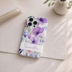 Nome Personalizado Floral Roxo Elegante