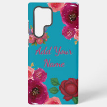 Nome Personalizado Floral Turquesa