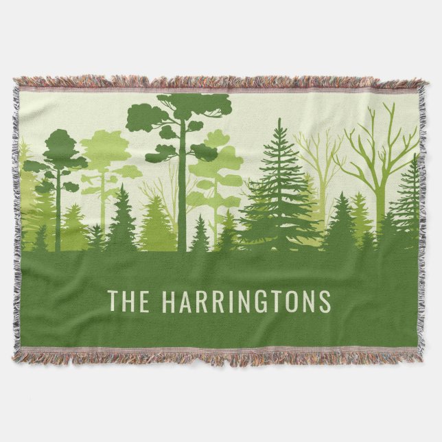 Nome personalizado Floresta Verde lança cobertor (Frente)