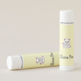 Nome personalizado gato branco fofo em amarelo