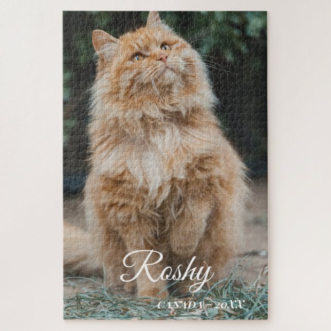 nome personalizado gato Foto Quebra-Cabeça (Vertical)