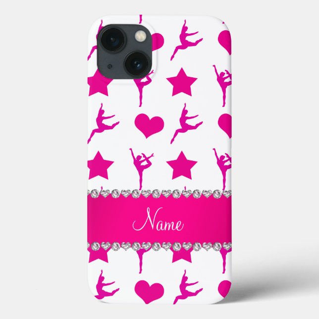 Nome personalizado ginástica rosa branca estrela c (Verso)