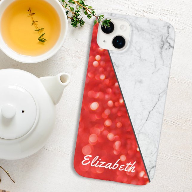 Nome personalizado Glitter de coral preto Marble p (Criador carregado)