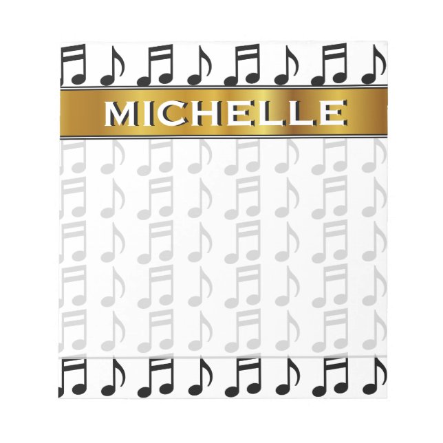 Nome Personalizado + Grade do Bloco de Notas Music (Frente)