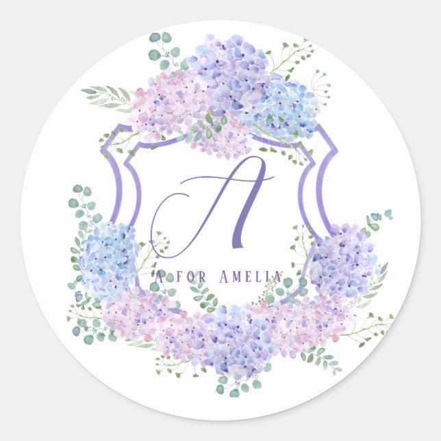 nome personalizado hidrangea flores adesivos (Frente)