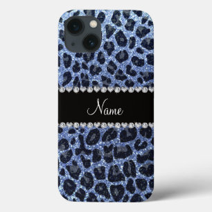 Nome personalizado impressão leopardo azul-claro