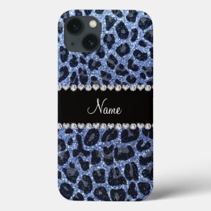 Nome personalizado impressão leopardo azul-claro