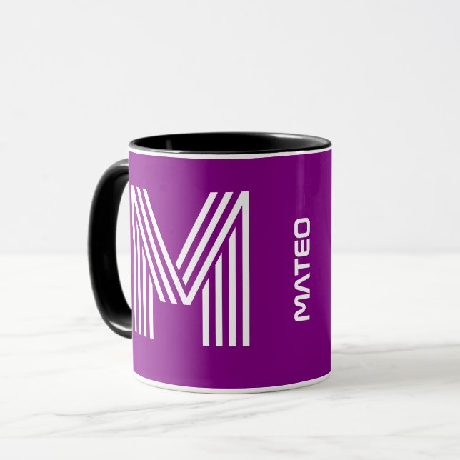 Nome Personalizado, Inicial de Monograma | Caneca  (Frente Esquerda)