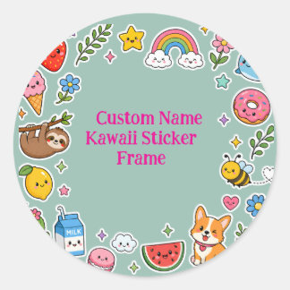 Nome Personalizado Kawaii Quadro de Adesivos