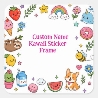 Nome Personalizado Kawaii Quadro de Adesivos
