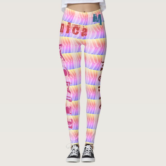 Nome personalizado Leggings do arco-íris (Frente)