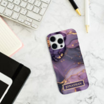 Nome Personalizado Mármore Roxo Impressão Dourada