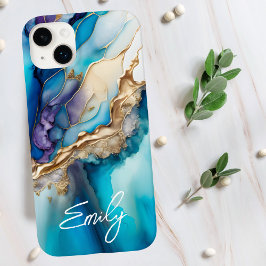 Nome Personalizado Moderno Elegante Mármore Azul D