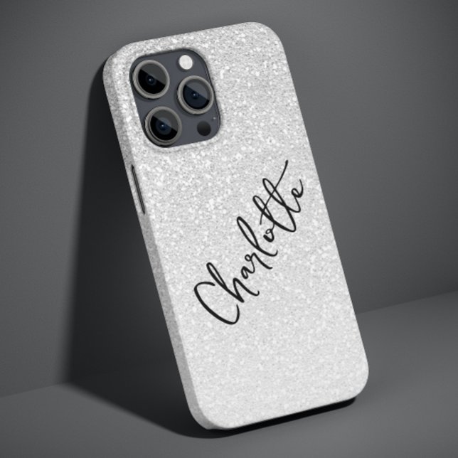 Nome Personalizado Moderno Prateado Brilhante Chic (Criador carregado)