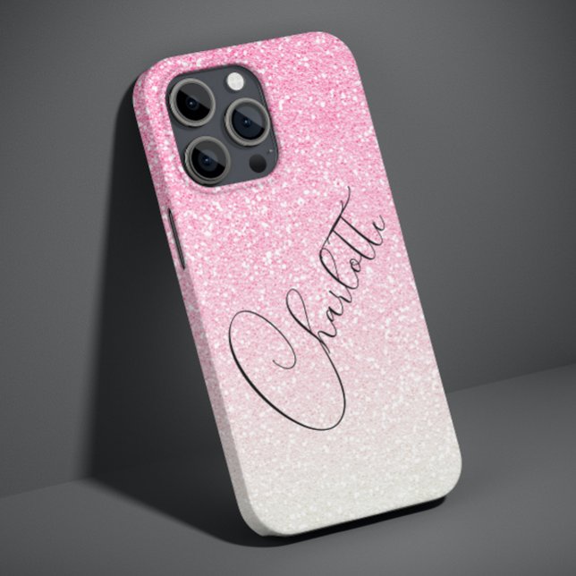 Nome Personalizado Moderno Rosa Brilho Chic Femini (Criador carregado)
