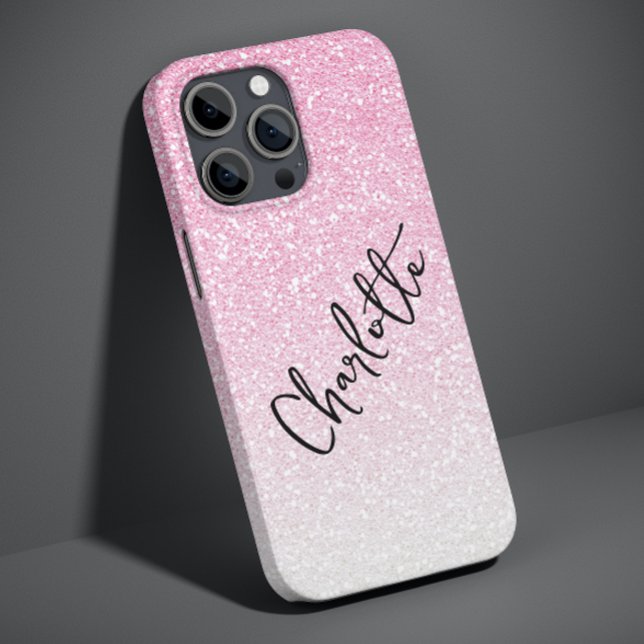 Nome Personalizado Moderno Rosa Brilho Feminino Ch (Criador carregado)