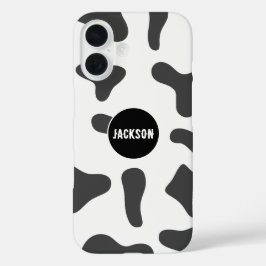 Nome Personalizado Moderno Vaca Impressão Black Wh
