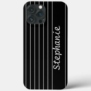 Nome Personalizado Monograma Black White Stripes E