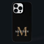Nome Personalizado Monograma Preto<br><div class="desc">Crie a sua própria capa de telefone redonda negra personalizada com o seu nome e monograma personalizados.</div>