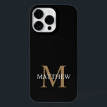 Nome Personalizado Monograma Preto<br><div class="desc">Crie a sua própria capa de telefone redonda negra personalizada com o seu nome e monograma personalizados.</div>