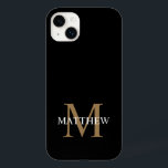 Nome Personalizado Monograma Preto<br><div class="desc">Crie a sua própria capa de telefone redonda negra personalizada com o seu nome e monograma personalizados.</div>