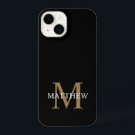 Nome Personalizado Monograma Preto<br><div class="desc">Crie a sua própria capa de telefone redonda negra personalizada com o seu nome e monograma personalizados.</div>
