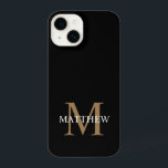 Nome Personalizado Monograma Preto<br><div class="desc">Crie a sua própria capa de telefone redonda negra personalizada com o seu nome e monograma personalizados.</div>