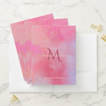 Nome Personalizado + Monograma Rosa Tinta de Aquar