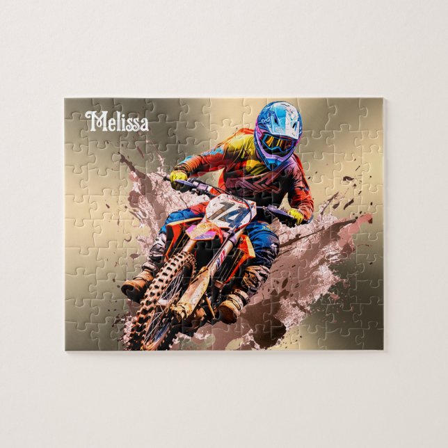 Nome personalizado Motocross Quebra-cabeça (Horizontal)