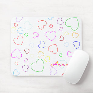Nome Personalizado Mousepad de Corações Felizes