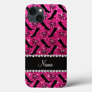 Nome personalizado neon hot pink glitter inicializ