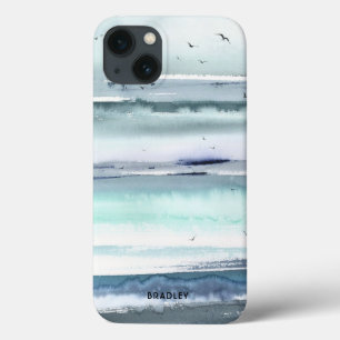 Nome Personalizado Oceano Mar Aquarela Moderna