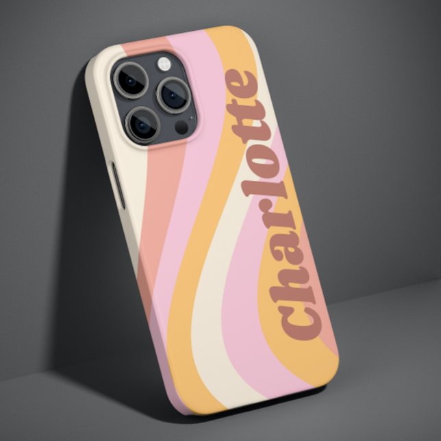 Nome Personalizado Onda Retro Laranja Rosa (Criador carregado)