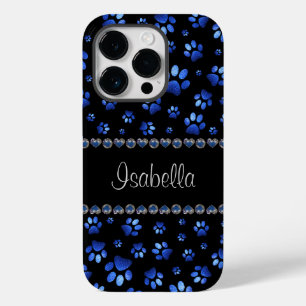 Nome personalizado, patas de cão com brilho azul