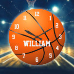 Nome Personalizado Personalizado - Relógio Grande<br><div class="desc">Relógio personalizado de basquete. Projetado por Thisnotme©</div>