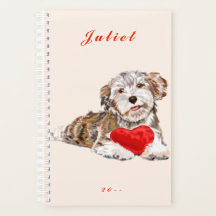 Nome Personalizado Planejador Cão Cachorro Amor