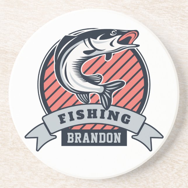 Nome personalizado porta copos de arenito Fisher (Frente)