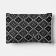 Nome Personalizado Preto Branco Cinza Diamante Geo