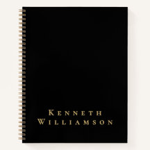 Nome Personalizado Preto Dourado Minimalista Elega