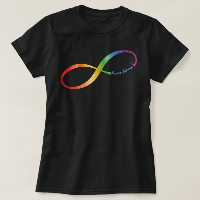 Nome personalizado Rainbow Infinity T-Shirt (Frente do Design)