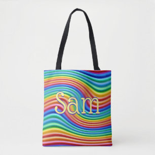 Nome personalizado Rainbow Pride Tote Bag.