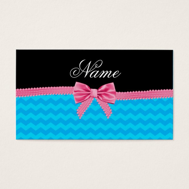 Nome personalizado sky blue chevrons cor-de-rosa a (Frente)